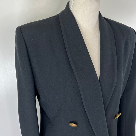 Vintage 80s Ilie Wacs Double Breasted Blazer Black Bergdorf Goodman - Picture 2 of 8